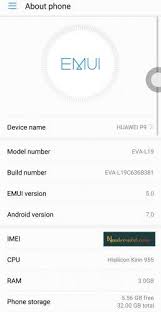 Huawei P9 Eva L19 Nougat Update All Version Needrombd Huawei Android Versions Firmware