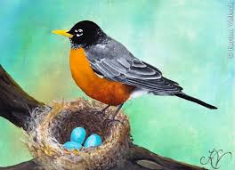 Acrylic Bird Paintings On Canvas Robin Nest Print From Original Acrylic Painting Free Shipping Etsy In 2020 Birds Painting Bird Art Print Small Canvas Paintings