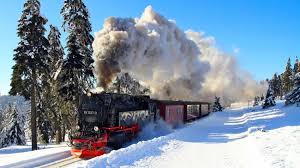 Snowy Train Train Winter Scenery Train Wallpaper