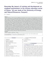 Pdf Assessing The Impact Of Training And Development On Employee Performance In The Tertiary Education Sector Of Ghana A Case Study Of The University Of Energy And Natural Resources Sunyani