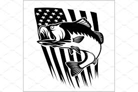 American flag embroidered patch black white usa us w/ velcro brand fastener. Bass Fishing On Usa Flag Vector Flag Vector Vector Illustration Bass Fishing