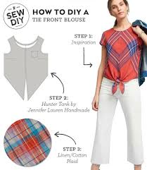 Diy Outfit Tie Front Top In 2020 With Images Blouse Diy Sewing Blouses Tie Front Top Pattern