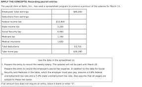 You can import it to your word processing software or simply print it. Solved Apply The Concepts Recording Payroll Entries The Chegg Com