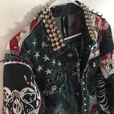 American Monster Denim Jacket By Chad Cherry Etsy Celebrities Leather Jacket Real Leather Jacket Celebrity Jackets