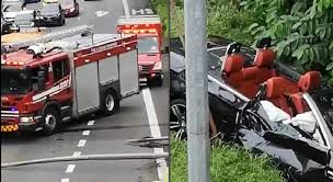 He was among seven people taken to tan tock seng hospital. Convertible Sports Car Flies Out Of Highway At Cte