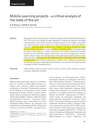 Pdf Mobile Learning Projects A Critical Analysis Of The State Of The Art