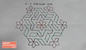 15 dots (ner pulli) kolam. Leaf And Flower Kolam With 15 Interlaced Dots