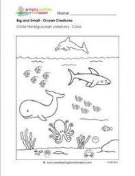Big And Small Worksheets Ocean Creatures A Wellspring Ocean Creatures Creatures Ocean