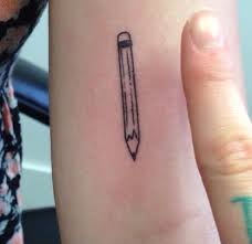 Giving myself a tattoo with pen ink and a sewing needle. Pencil Tattoo Mini Pencil Tattoo Pen Tattoo Tiny Tattoos