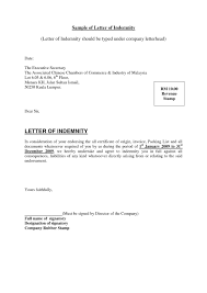 Valid Letter Of Indemnity For Bank Lettering Indemnity Letter Sample