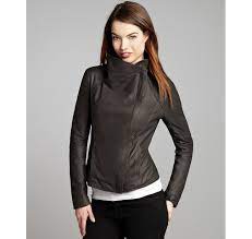 Elie Tahari Andreas Tusk Lambskin Asymmetrical Zip Jacket Leather Jacket Asymmetric Jacket Zipped Leather Jacket