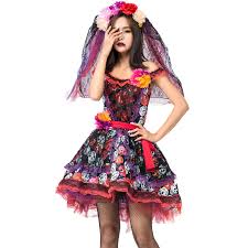 Day of the dead outfits are the perfect opportunity for kids to get in touch with their creative side, and this costume is a great starting point. Adult Women S Mexican Day Of The Dead Skull Scary Costume Halloween Carnival Party Flower Fairy Ghosts Bride Cosplay Dress Buy At The Price Of 22 39 In Aliexpress Com Imall Com