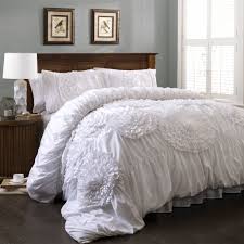 A crisp and classy design bedroom with clean black and cool shades of grey. Beautiful Modern Chic Grey White Ruffled Reversible Comforter Set Queen Or King Comforters Bedding Sets Home Garden