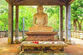 Samadhi Buddha Statue 4th century limestone crystalline meditation pose Abhayagiri jungle clearing Anuradhapura Sri Lanka