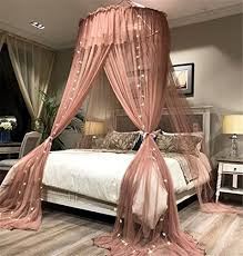 Want a bed without a canopy? Lotus Karen Bed Canopy Elegant Lace Round Hoop Polyester Sheer Mesh Bed Curtains Princess Dome Bedding Net For Twin Goldilocks Effect