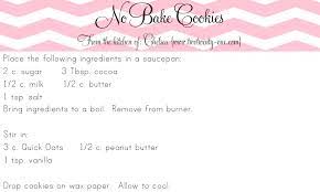 No Bake Cookies Recipe No Bake Cookies Baking Recipes Cookies Printable Recipe Cards