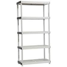 Hdx Gray 5 Tier Plastic Garage Storage Shelving Unit 36 In W X 72 In H X 18 In D 127932 The Home Depot Storage Shelves Room Storage Diy Affordable Storage