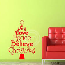 Red Christmas Tree Words Joy Love Peace Believe Christmas Wall Saying Vinyl Lettering Home Decor Decal Stickers Quo Vinyl Lettering Word Joy Red Christmas Tree