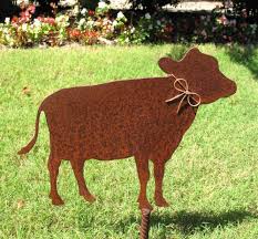 Cow Metal Garden Stake Kunst Kuh Metall