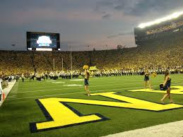 Michigan Stadium Under The Lights Michigan Athletics Michigan Wolverines Football Go Blue