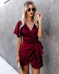 Frame Of Mind Satin Wrap Dress Burgundy Satin Wrap Dress Cocktail Attire Wrap Dress