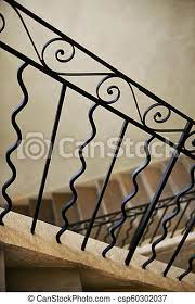 Horizontal contemporary metal railings and stairs made by capozzoli stairworks. Wrought Iron Stair Railing Home Interior And Wrought Iron Stair Railing Canstock