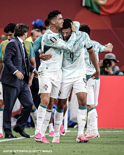 After being subbed off earlier, Ronaldo immediately found Gonçalo Ramos  after his stoppage-time go-ahead goal 