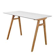 Schreibtisch weiß hochglanz bürotisch computertisch mit schubladen arbeitstisch. 120x60 Schreibtisch In Weiss Natur Aus Mdf Holz Lackiert Cora