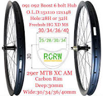 Juego de ruedas 29er MTB XC AM, llanta de carbono de 30/34 ...