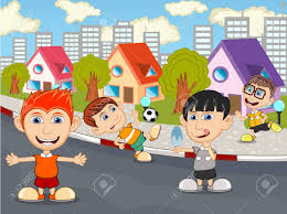 Niños jugando en la calle. Ninos Jugando En La Calle De Dibujos Animados Fotos Retratos Imagenes Y Fotografia De Archivo Libres De Derecho Image 53754895