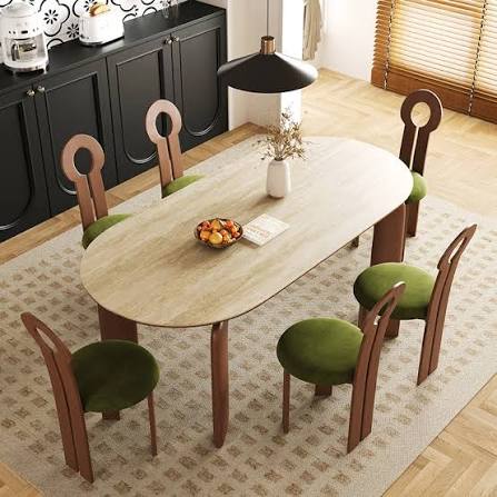 Meja Makan Kayu Oval Kaki Gajah Retro Prancis Modern 6 Kursi Set Meja dan Kursi  Makan Kayu Walnut Perabot Ruang Makan| Alibaba.com
