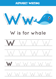 Use the lines to help you write the letters correctly. W Is For Whale Tracing English Alphabet Worksheet 2171348 Vector Art At Vecteezy