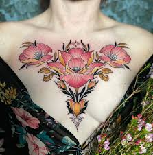 Violet flower tattoo design represents modesty. Floral Chest Tattoo Best Tattoo Ideas For Men Women