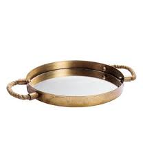 Vintage vanity mirror tray brass baby cherubs rope chain oval hollywood regency. Gold Round Mirrored Tray