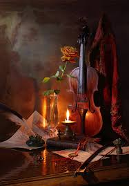 Still Life With Violin Candle And Rose Null Violin Art Still Life Art Life Art