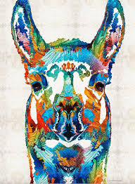 Colorful Llama Art Animal Print From Painting Alpaca Primary Etsy Llama Arts Peruvian Art Art