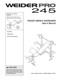 Weider Pro 245 Bench 15679 Users Manual Manualzz Com