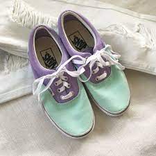 Vans Mint And Lavender Pastel Sneakers Vans Sneakers Nice Shoes