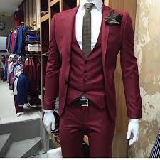 2017 Latest Coat Pant Designs Burgundy Wedding Men Suit Slim Fit 3 Piece Tuxedo Custom Groom Blazer Pr Herrenmode Anzuge Hochzeit Brautigam Anzuge Manner Anzug