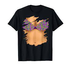 Amazon.com: Funny Boobs and Bra Mardi Gras Sexy Adult T-Shirt : Clothing,  Shoes & Jewelry