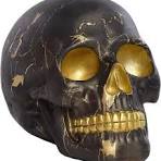 Gold Resin Skeleton Head Skull Decor Home Table Ornament
