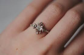 Gorgeous Unique Diamond Crescent Moon Engagement Ring By Sofia Zamia On Etsy Cheap Wedding Rings Trending Engagement Rings Solid Gold Band