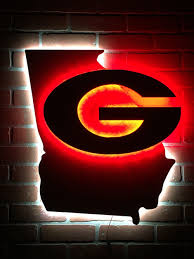 Rockyurwall Led Color Silhouette Sign Georgia Bulldogs Decor