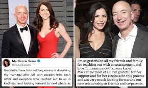 Jeff bezos and wife, mackenzie. Jeff Bezos Settles Divorce With Wife Mackenzie Daily Mail Online