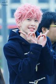 This Boy Here Who I Found Out Was Xiao From Up10tion Looks A Lot Younger With This Hair Boys Colored Hair Pink Hair Guy Pink Hair