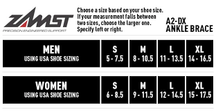 Zamst A2 Dx Ankle Brace Sizing Guide The Baller Store