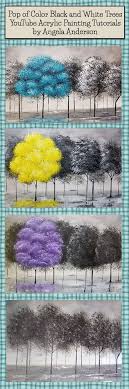 Black And White With Pop Of Color Art Pop Of Color Black And White Trees Acrylic Painting Tutorial Canvas Art Projects Diy Canvas Art Painting Painting Tutorial
