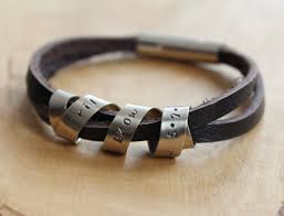 Personalized Men S Secret Message Bracelet Custom Rugged Leather 2 Sisters Handcrafted
