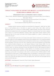 Indeed, in the broadest sense every act of corruption must first involve some kind of conflict of interest. Pdf Conflict Management Of Construction Projects A Case Study Kuwait International Airport Cargo City
