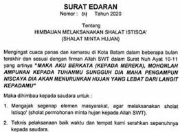 Jadwal sholat bulan februari, 2020 m, kota batam. Khawatir Krisis Air Baku Rudi Ajak Masyarakat Batam Shalat Istisqo Cmczone Com